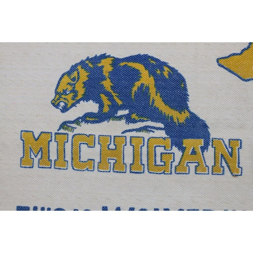 Vtg 70s 80s University of Michigan Wolverine Country Welcome Mat Man Cave 25x44